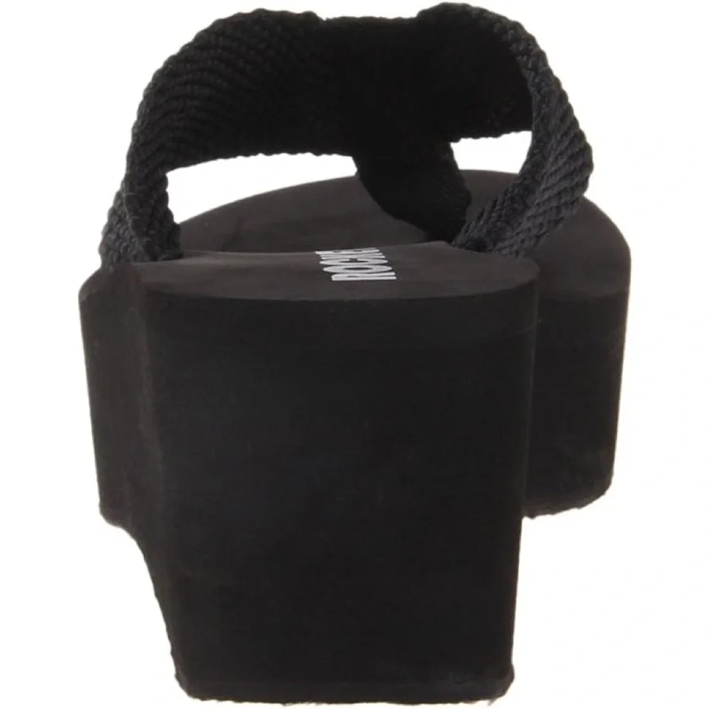 New In! Rocket Dog Solid Black Ultra Platform Wedge Sandal - Picture 5 of 11